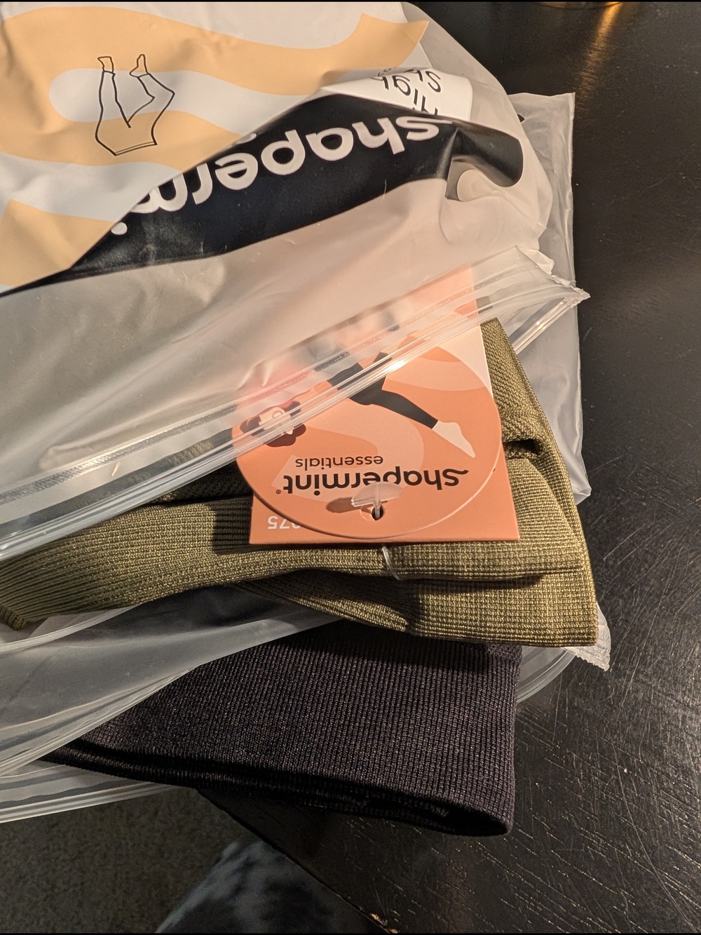 2 Pairs Shapermint  HIGH WAISTED SHAPING LEGGINGS- Olive Green & Black Sz 3X